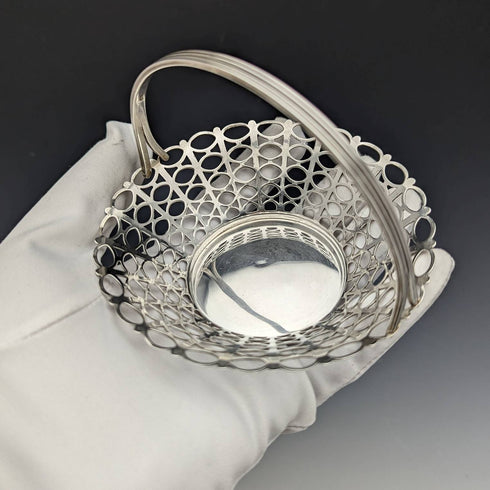 1960 British Antique Sterling Silver Mini Basket 54g Aidie Brothers